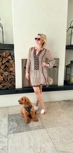 JOIE Brown Knee Length Silk Dress **Puppy Not For Sale