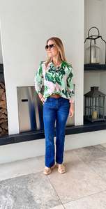 Tops: ADRIENNE WINKLEMANN Green/Pink Floral Shirt