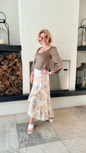 Ted Baker Brown/Gold Blouse - 100% Silk (Size 1/S-M)