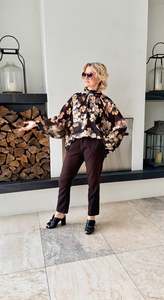 Tops: KETZ-KE Black Floral Top (Size 14)