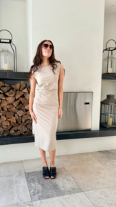 Dresses: RESERVED Tan Midi Dress, Size M