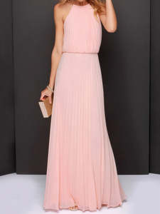 Pleated Sleeveless Maxi Cami Dress