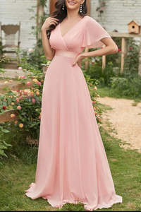 Bridesmaid Dresses: Surplice Flutter Sleeve Maxi Dress