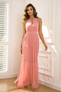 Bridesmaid Dresses: Tied Cutout Sleeveless Maxi Dress