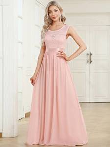 Bridesmaid Dresses: V Back Belted Lace & Chiffon Bridesmaid Dresses