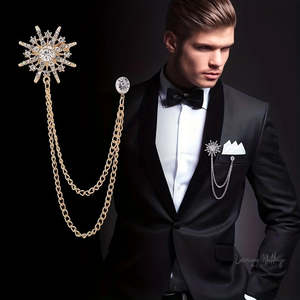 Groomsman Gifts: Rhinestone Suit Brooch - Elegant Alloy Accessory with Funky Design