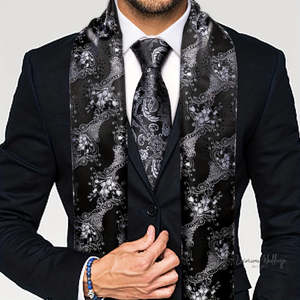 Elegant Satin Scarf & Necktie Set for Men - 100% Polyester, Woven Details