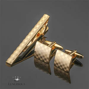 Groomsman Gifts: Copper Square Tie Clip Cufflink Set for Men