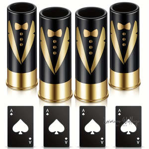 Wedding Gifts: 8/16pcs Groomsmen Tuxedo Shot Glasses & Bottle Opener Set