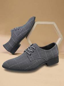 Lace Up Hollow Out Dress Shoes, Business Gray Formal Shoes