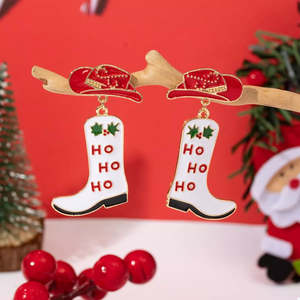 Newest: Christmas Cowboy Hat and Boot Dangle Earrings