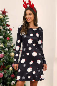 Newest: Full Size Christmas Long Sleeve Dress