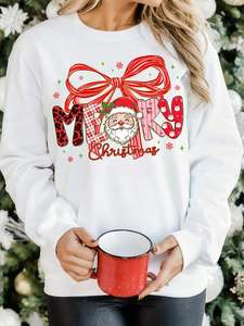 Newest: Merry Christmas Graphic Long Sleeve Sweatshirt