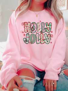 HOLLY JOLLY Cute Holiday Graphic Sweatshirt