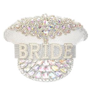 Bridal Accessories: Sequined Beaded White Luxury Rhinestone Bridal Hat