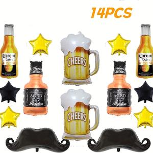 Bachelor Party 1: Beer Mylar Helium Balloon Set - 14pcs