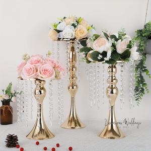 Centerpieces: Golden Vase for Wedding Centerpieces - Crystal Flower Holder Stand