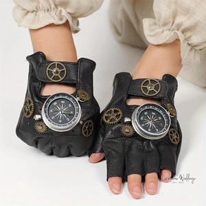 Steampunk: Steampunk Leather Fingerless Gloves