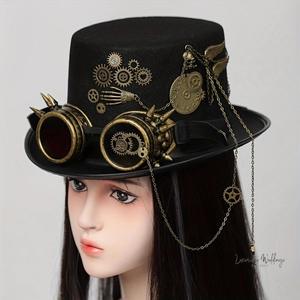 Steampunk Top Hat with Goggles - Victorian Costume Accessory