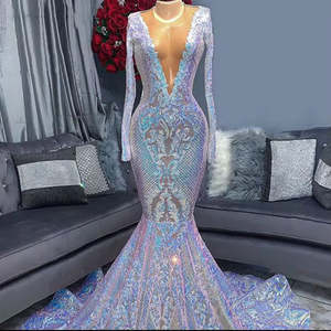 Halo Mermaid Long Sleeve Gown