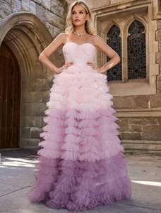 Ball Gowns: Ombré ruffle tulle dress