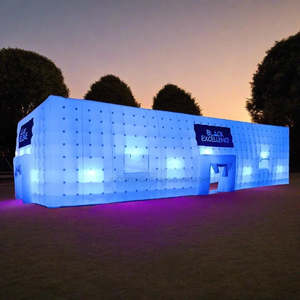 Customized 20m inflatable white rectangle tents with LED light
