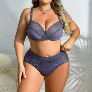 Lingerie Plus Size: Floral Plus Size Bra Set Ultra Thin