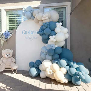Balloon Garlands: Cream Blue Beige Balloon Garland Arch Kit