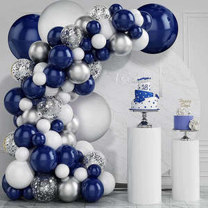 Navy Blue White Balloons Arch Garland Kit