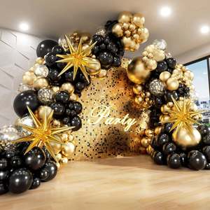 Black and Gold Balloons Garland Arch Kit