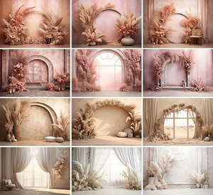 Photography Backdrops: Pink Wedding Floral Backdrops Decor Photo Background