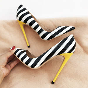 Womens High Heels: Striped patent leather point-toe pumps