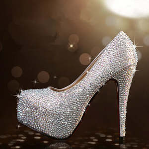 Crystal Pumps Platform High Heels Wedding Shoes