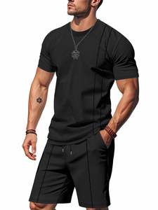 Men's Full Size Round Neck Short Sleeve Top and Shorts Set Plus Size