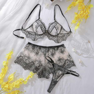 Lingerie: Women's Lace Bra & Shorts Set