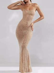 Rhinestone Spaghetti Strap Maxi Dress