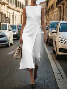 Womenswear: Round Neck Sleeveless Midi Sheath Dress