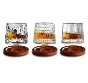 Glassware 1: Rotating Whiskey Glass with Wooden Base