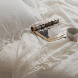 Products: French Flax Linen Ruffle Edge Duvet Cover Set White Luxury Linen
