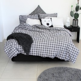Fred White/Steel Grey Duvet Cover Set