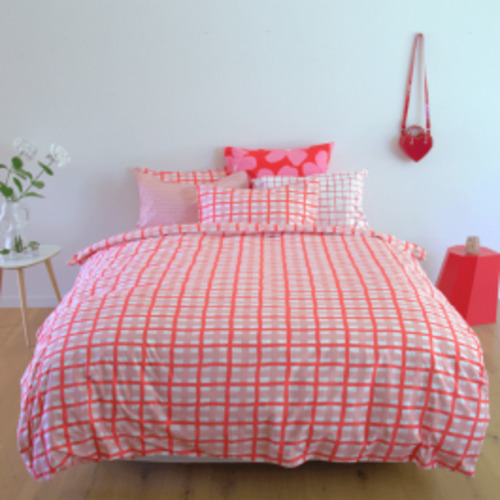 Products: Issy Pink & Red Gingham Duvet Cover Set