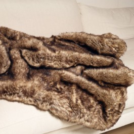 Plush Faux Fur Throw Wolf