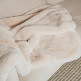 Plush Faux Fur Throw Big Bear Cream