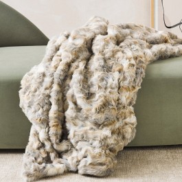 Heirloom Vintage Squirrel Grey Faux Fur Throw