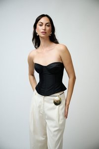 Products: Riley Corset - Black Satin Bridal Corset LVR Bridal New Zealand - LVR Bridal