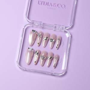 Wedding Event Press On Nails: Blush Crystal Charm