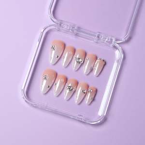 Wedding Event Press On Nails: Crystal Blush Ombre