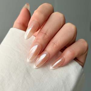 French Tip Press On Nails: Silk Milk