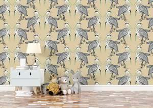 Herons Wallpaper - Custard