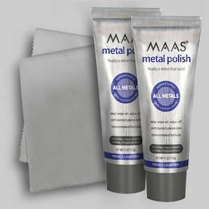 MAAS Metal Polish: 2 Large 113g tubes plus FREE standard microfiber cloth